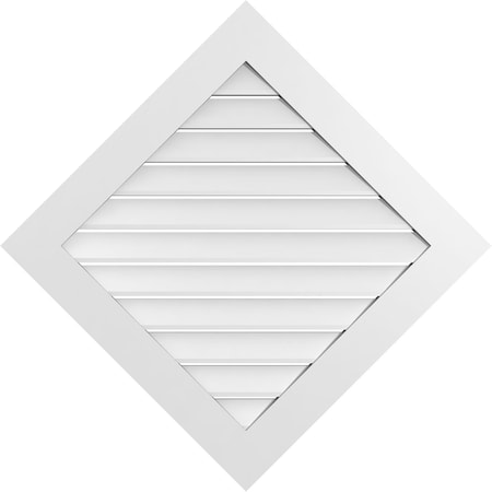 Ekena Millwork Diamond Surface Mount PVC Gable Vent: Non-Functional, w/ 3-1/2"W x 1"P Standard Frame, 38"W x 38"H GVPDI38X3801SN